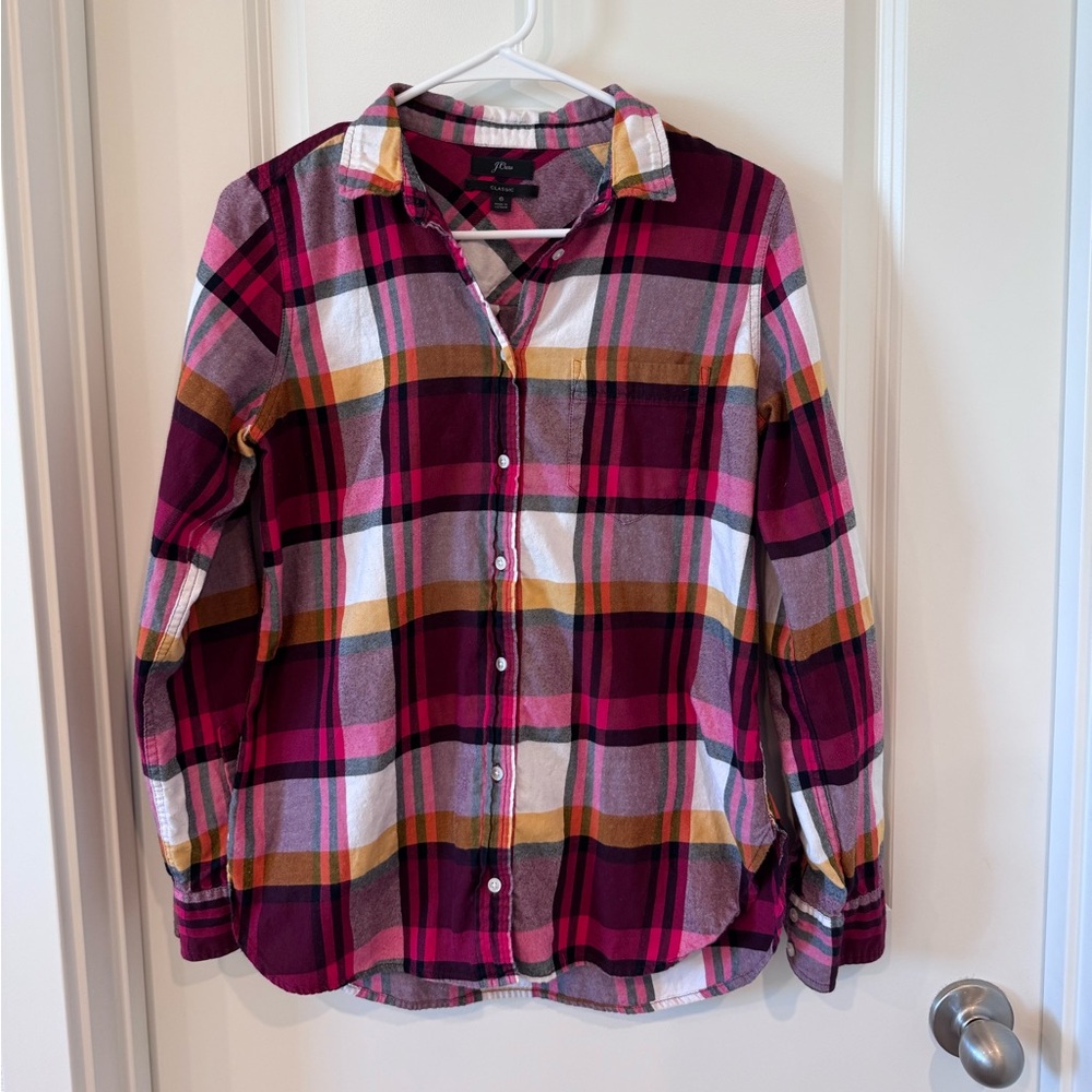 J. Crew Classic Red and White Plaid Shirt